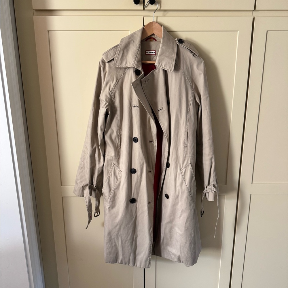 Hunter Beige Trench Coat with Red Lining